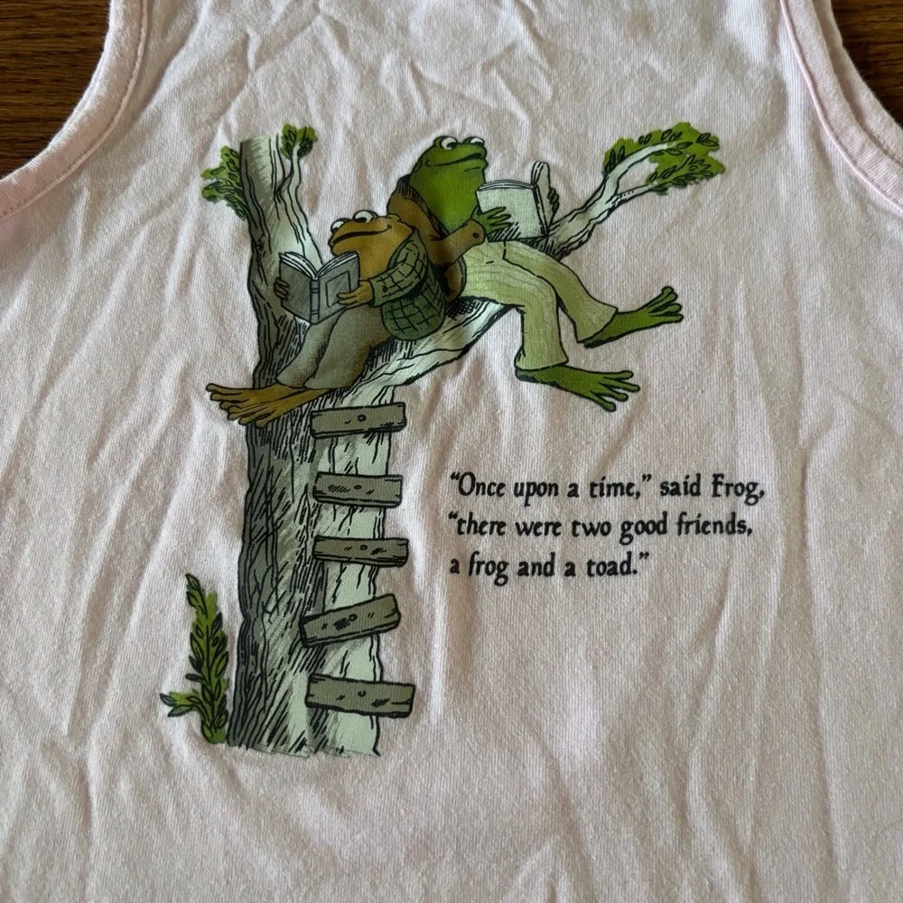Old Navy Light Pink Kids Frog & Toad Graphic Tank in size L
